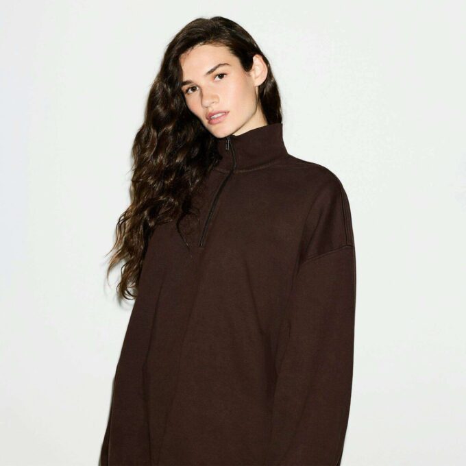 BOYFRIEND FLEECE OVERSIZED HALF ZIP