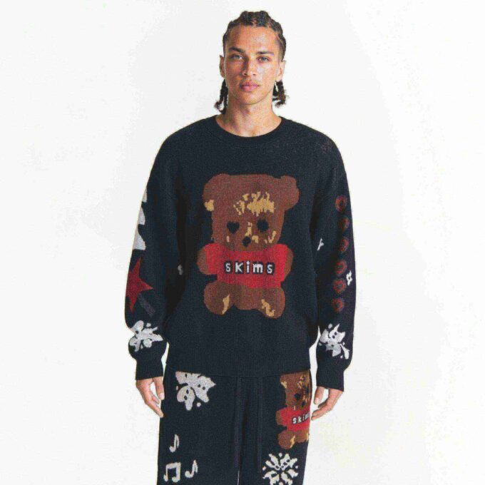 CACTUS PLANT FLEA MARKET X SKIMS COTTON KNIT MENS INTARSIA SWEATER CACTUS PLANT FLEA MARKET X SKIMS COTTON KNIT MENS INTARSIA SWEATER