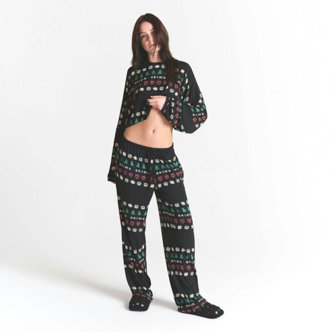 CACTUS PLANT FLEA MARKET X SKIMS SKIMS SLEEP CROPPED LONG SLEEVE AND PANT SET