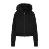 COTTON FLEECE FAUX FUR LINED ZIP UP HOODIE
