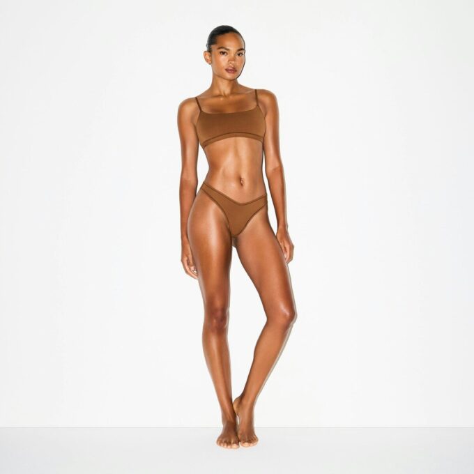 COTTON JERSEY DIPPED THONG