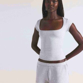 COTTON JERSEY SCOOP NECK T-SHIRT