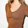 COTTON JERSEY SHIRRED BUST LONG SLEEVE