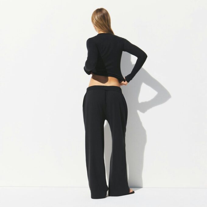 COTTON JERSEY WIDE LEG PANT