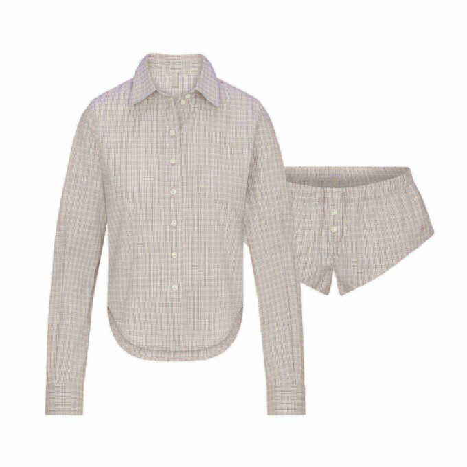 COTTON POPLIN MICRO SHORT SLEEP SET COTTON POPLIN MICRO SHORT SLEEP SET