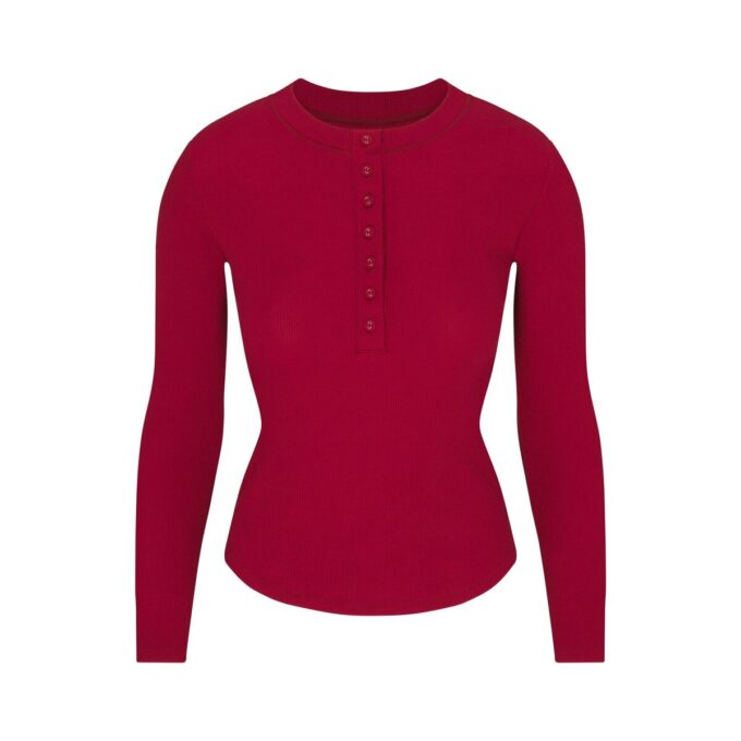 COTTON RIB HENLEY AND LEGGING SET