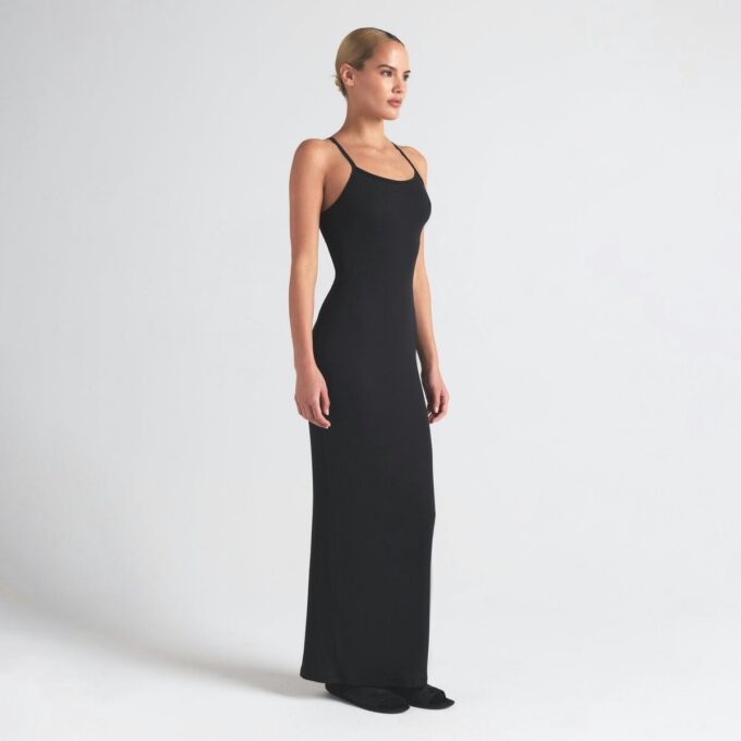 COTTON RIB LONG CAMI DRESS
