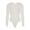 COTTON RIB LONG SLEEVE HENLEY BODYSUIT