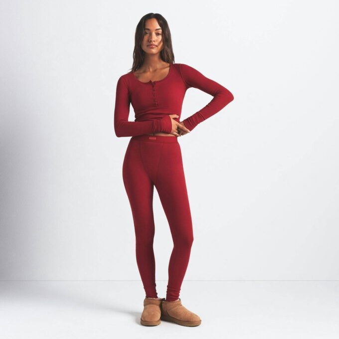 COTTON RIB SCOOP NECK HENLEY