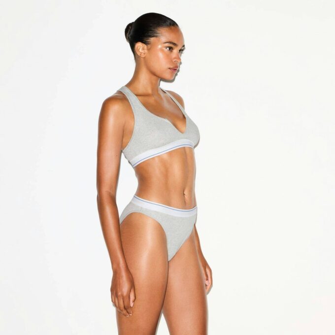 COTTON RIB SPLIT NECK BRALETTE