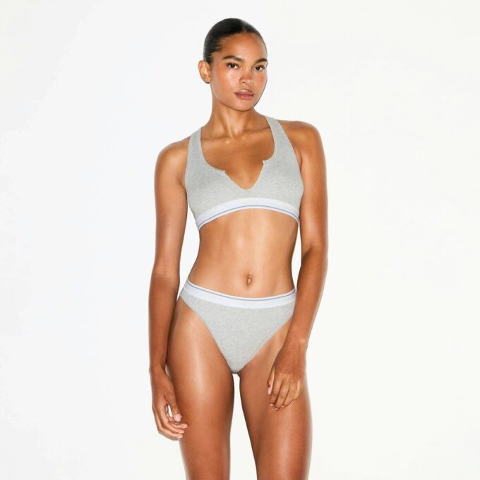 COTTON RIB SPLIT NECK BRALETTE