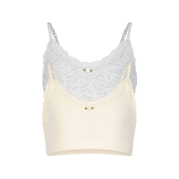 COTTON SEAMLESS JUNIORS LACE SCOOP BRALETTE 2-PACK