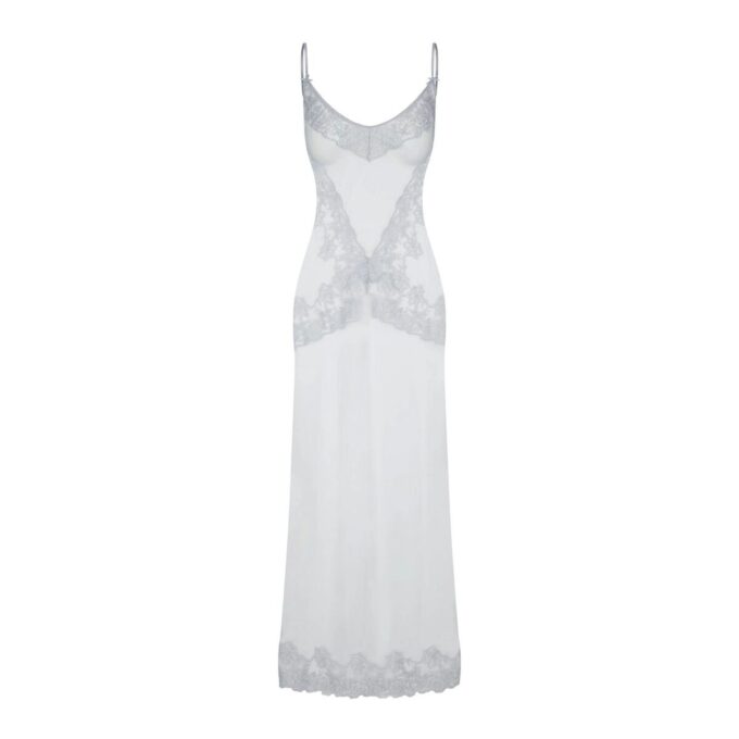 EMBROIDERED LINGERIE LONG SLIP DRESS