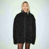 FAUX FUR OVERSIZED MOCK NECK JACKET