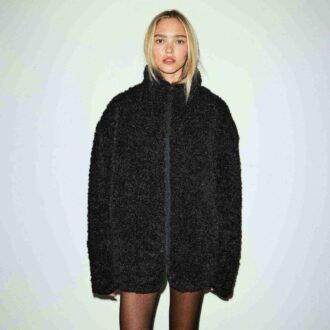 FAUX FUR OVERSIZED MOCK NECK JACKET