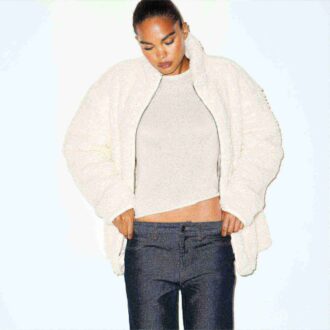 FAUX FUR OVERSIZED MOCK NECK JACKET