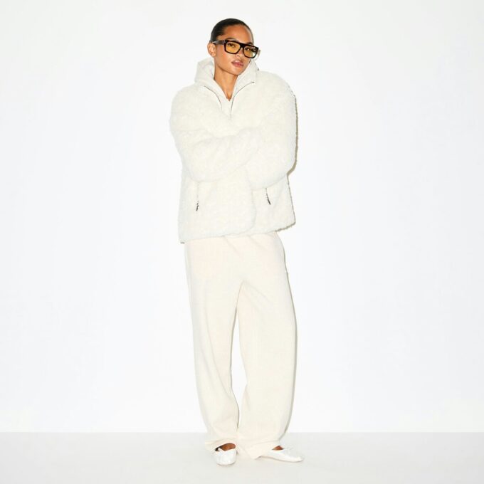 FAUX FUR OVERSIZED MOCK NECK JACKET