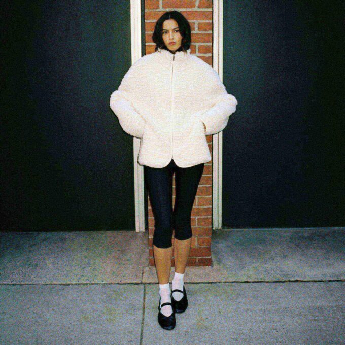 FAUX FUR OVERSIZED MOCK NECK JACKET