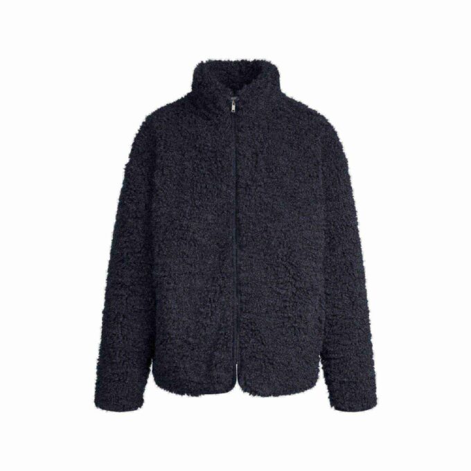 FAUX FUR OVERSIZED MOCK NECK JACKET