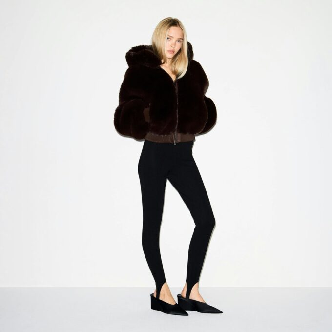 FAUX FUR ZIP UP JACKET