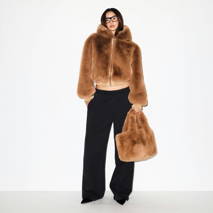 FAUX FUR ZIP UP JACKET