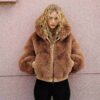 FAUX FUR ZIP UP JACKET