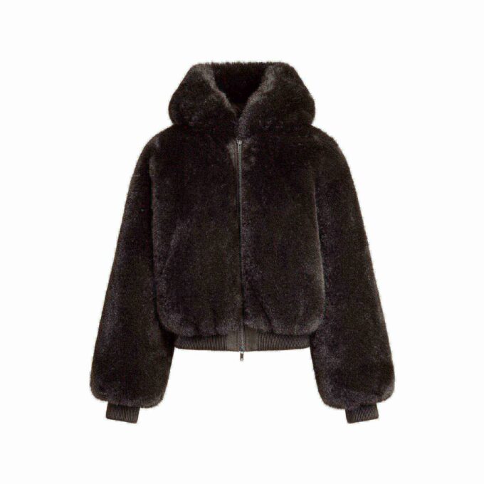 FAUX FUR ZIP UP JACKET