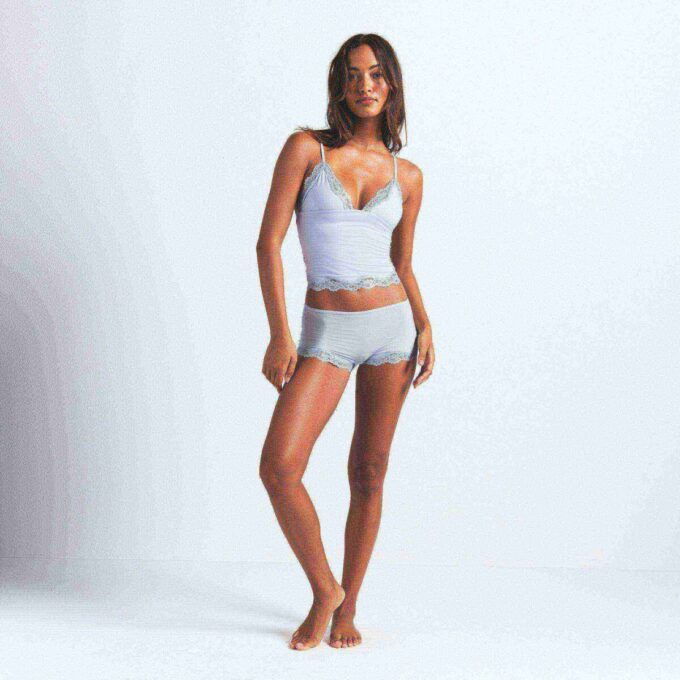 FITS EVERYBODY LACE TRIANGLE CAMI AND BOY SHORT SET