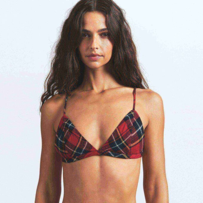FLANNEL SLEEP TRIANGLE BRALETTE