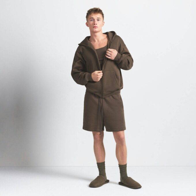 FLEECE LOUNGE MENS RELAXED ZIP UP HOODIE FLEECE LOUNGE MENS RELAXED ZIP UP HOODIE