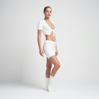 FUZZY KNITS CROP TOP AND SHORT SET