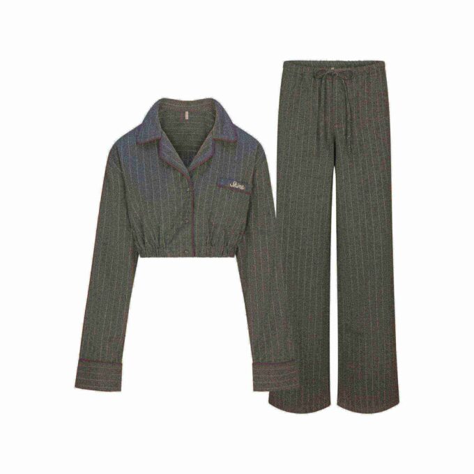 HEAVY FLANNEL CROPPED SLEEP SET