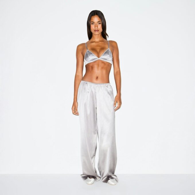 HEAVYWEIGHT SATIN WIDE LEG PANT