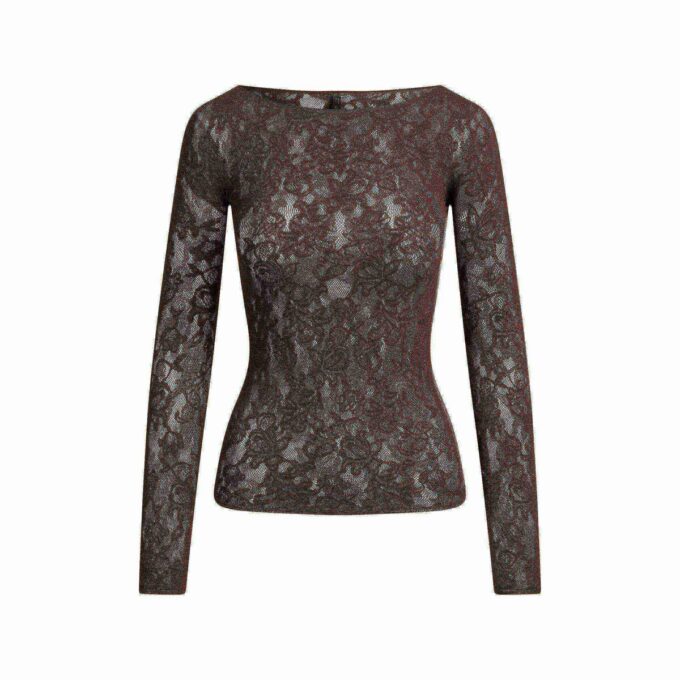 KNIT LACE BOATNECK TOP