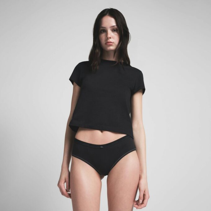 LIGHTWEIGHT COTTON LOGO PICOT HIPSTER