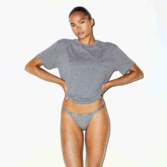 LIGHTWEIGHT COTTON LOGO PICOT STRING BIKINI