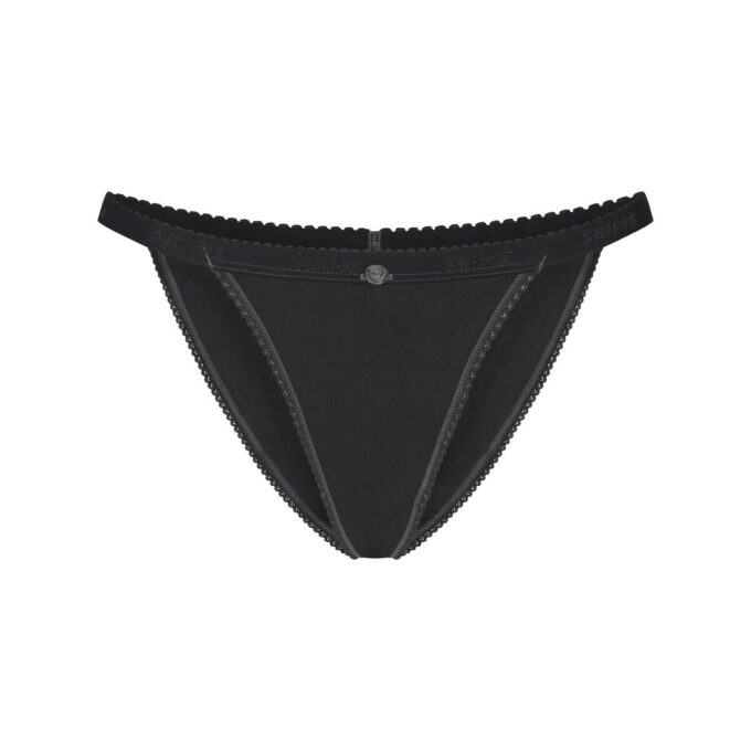 LIGHTWEIGHT COTTON LOGO PICOT STRING BIKINI