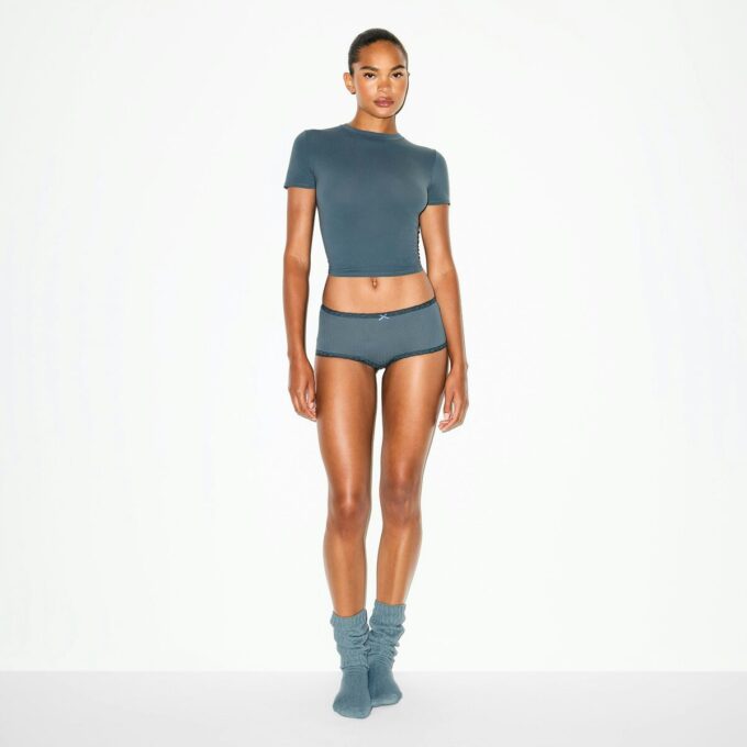 LIGHTWEIGHT COTTON POINTELLE LACE BOY SHORT