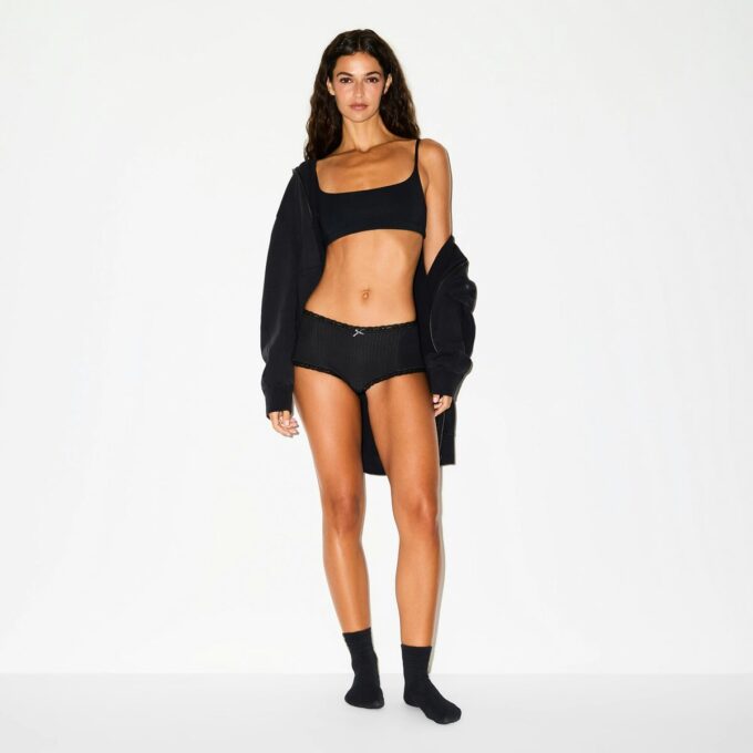 LIGHTWEIGHT COTTON POINTELLE LACE BOY SHORT