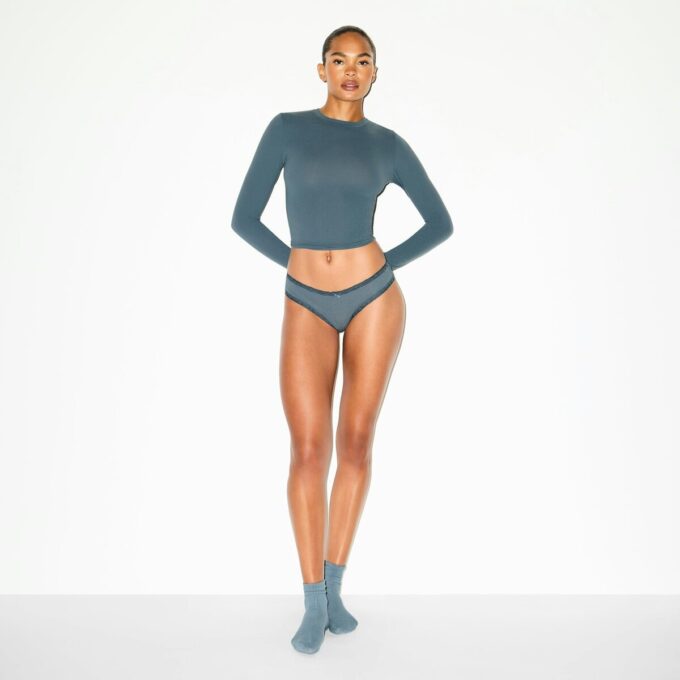 LIGHTWEIGHT COTTON POINTELLE LACE BRIEF