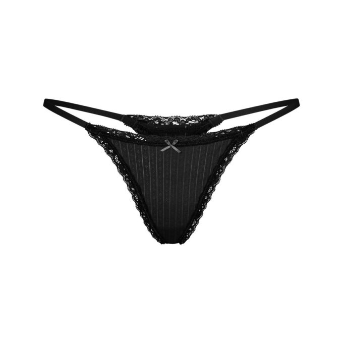 LIGHTWEIGHT COTTON POINTELLE LACE STRING THONG