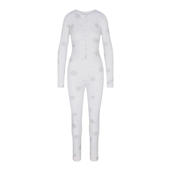 LOGO PLUSH POINTELLE RHINESTONE LONG ONESIE