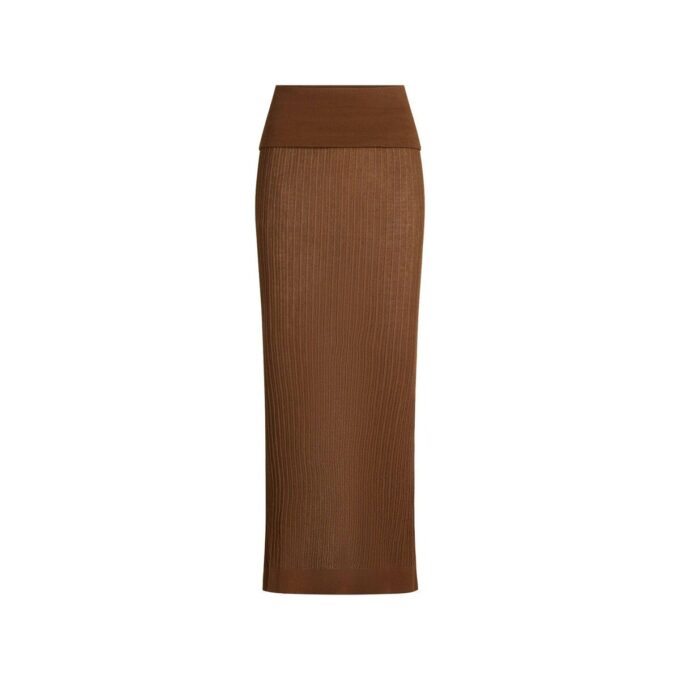 SHEER KNIT FOLDOVER LONG SKIRT