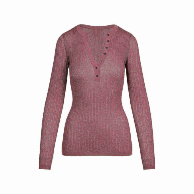 SHEER KNIT LONG SLEEVE HENLEY