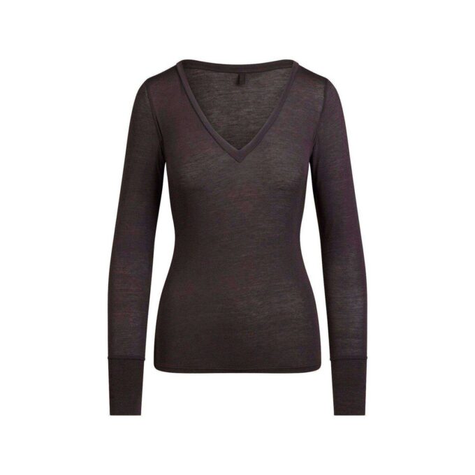 SHEER MODAL LONG SLEEVE V NECK