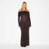 SHEER MODAL OFF THE SHOULDER LONG DRESS