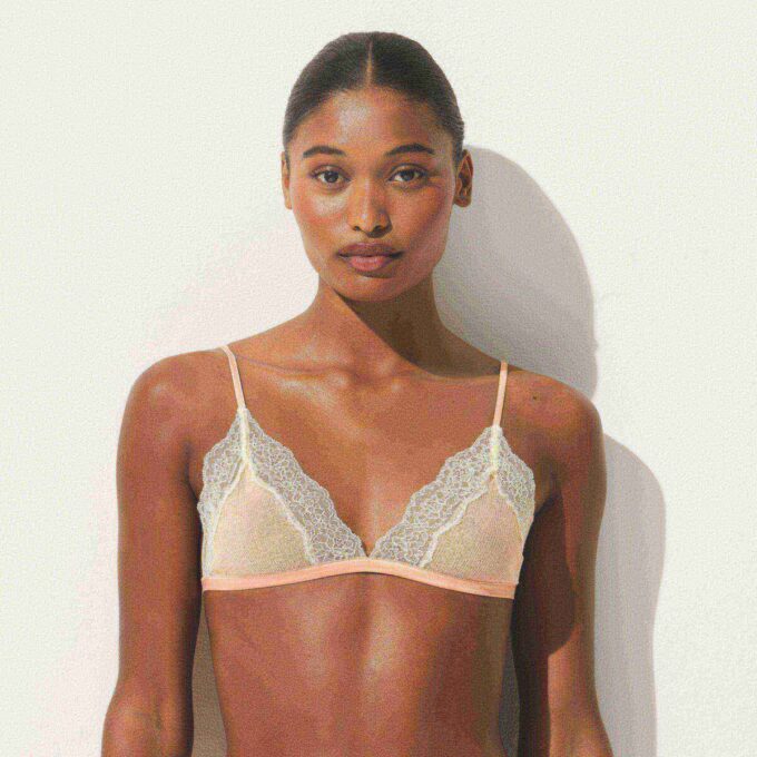 SHEER RIB LACE TRIANGLE BRALETTE