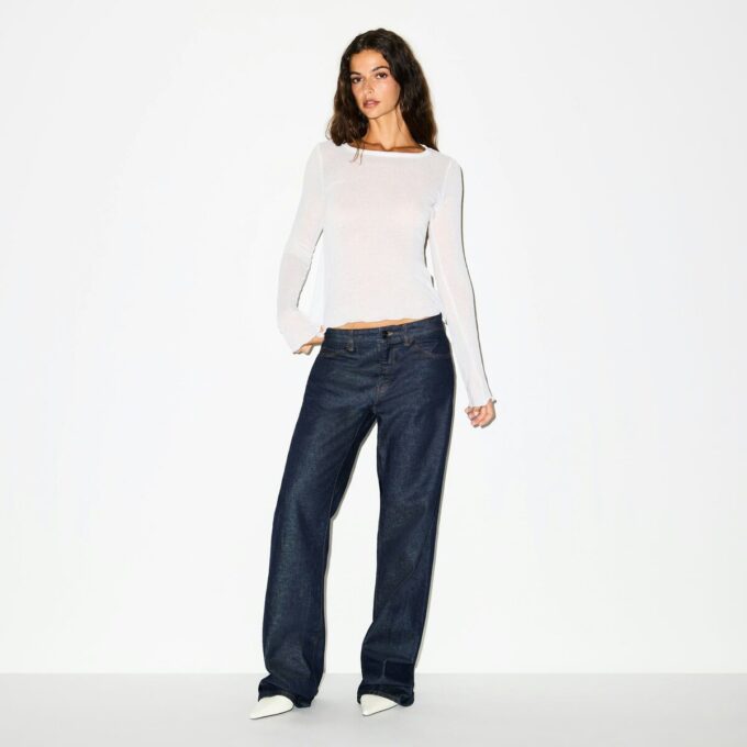 SHEER RIB LONG SLEEVE CREW NECK TOP SHEER RIB LONG SLEEVE CREW NECK TOP