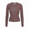SHEER RIB LONG SLEEVE CREW NECK TOP