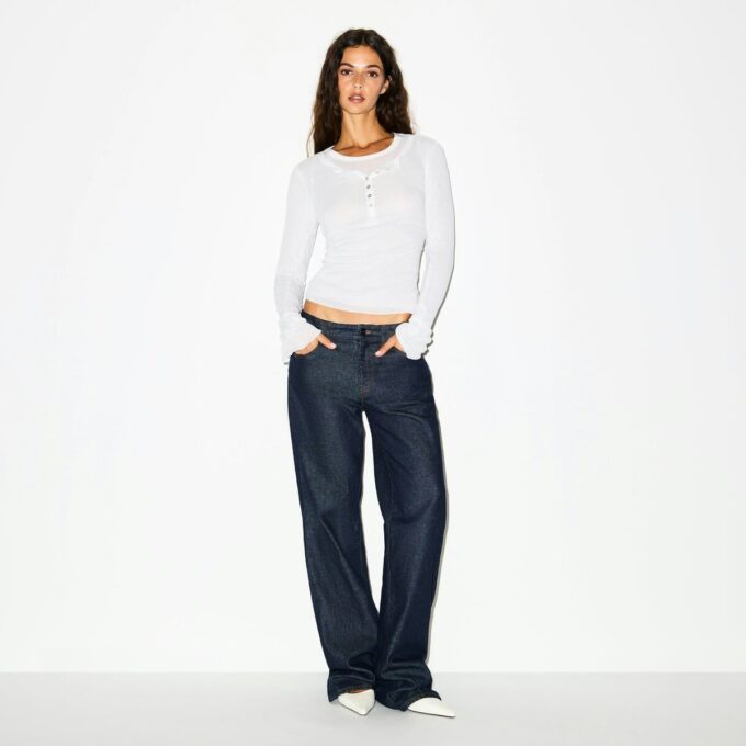 SHEER RIB LONG SLEEVE HENLEY